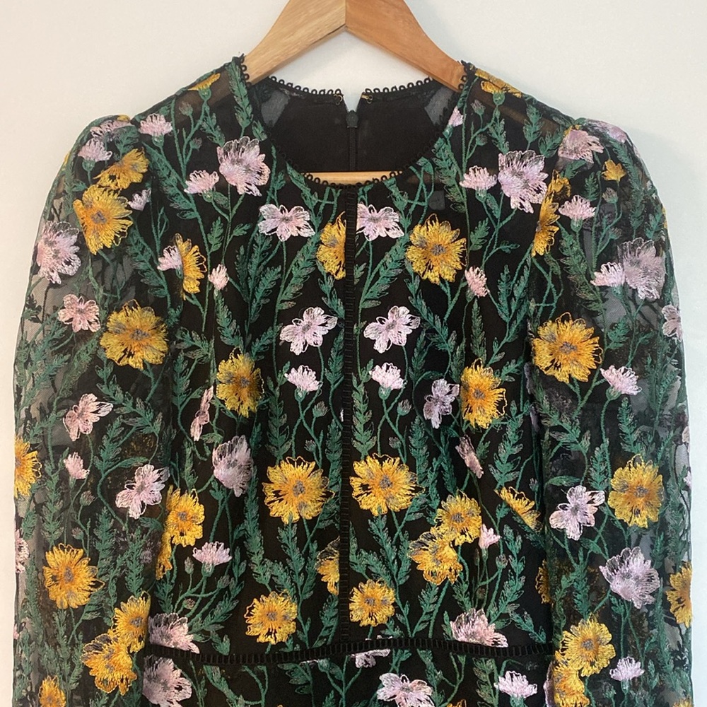 Monique L’Heiuller Floral Embroidered Dress